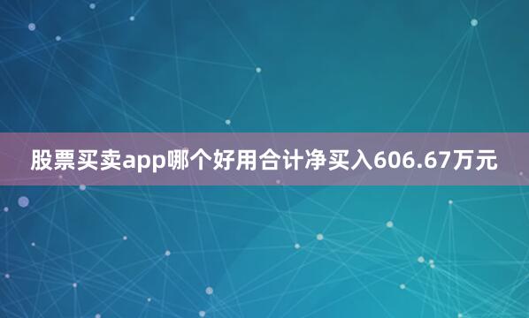 股票买卖app哪个好用合计净买入606.67万元